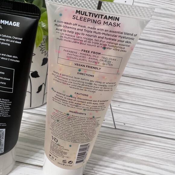 NEW Vitamasques Charcoal Gommage Peeling Gel + Multivitamin Sleeping Mask Set - Picture 6 of 8